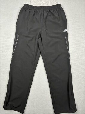 New Balance Track Windbreaker Pants Black Men's Medium Elastic Waist Athletic